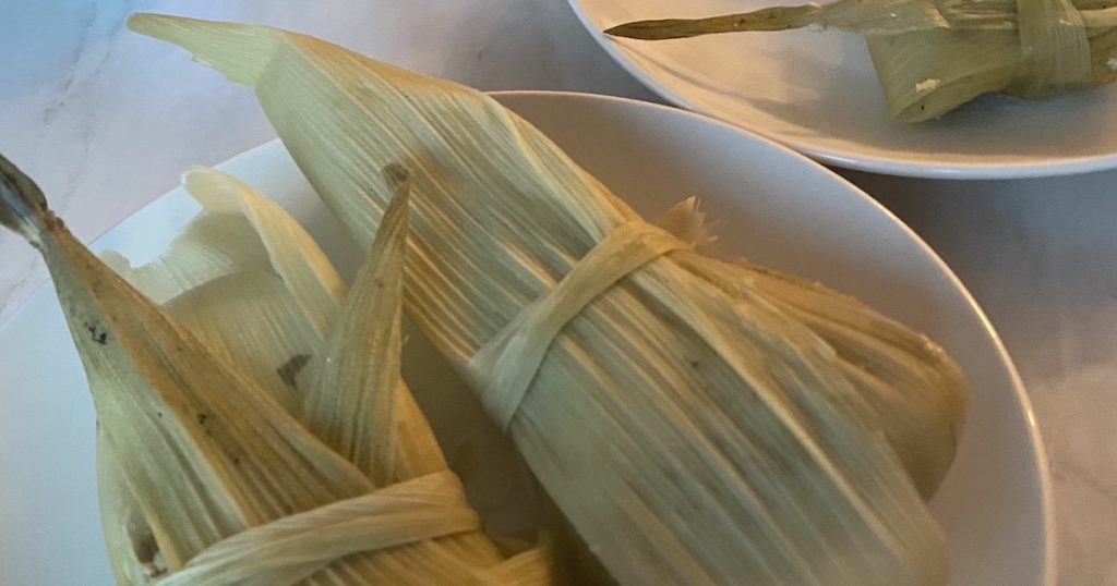 Tomatillo Chicken Tamale