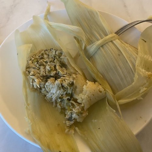 Tomatillo Chicken Tamale