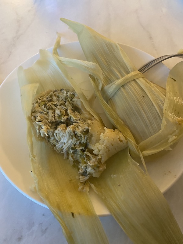 Tomatillo Chicken Tamale