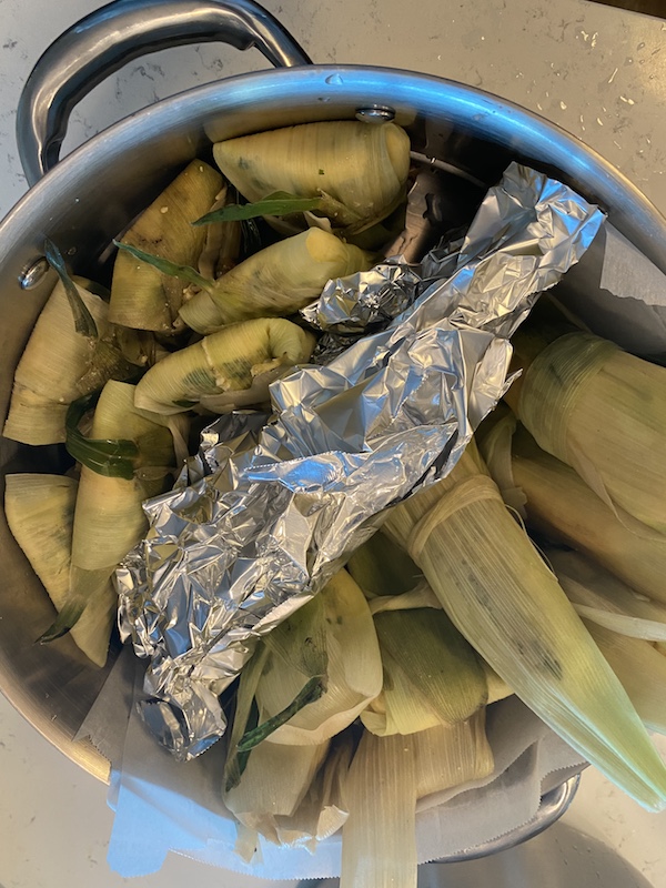 Tamales prepped for the steamer