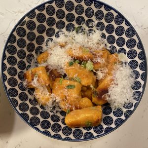 Plated sweet potato gnocchi